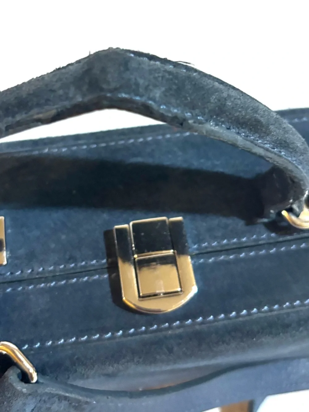 Brandon Blackwood Kendrick trunk navy  blue suede Top-Handle Crossbody Bag